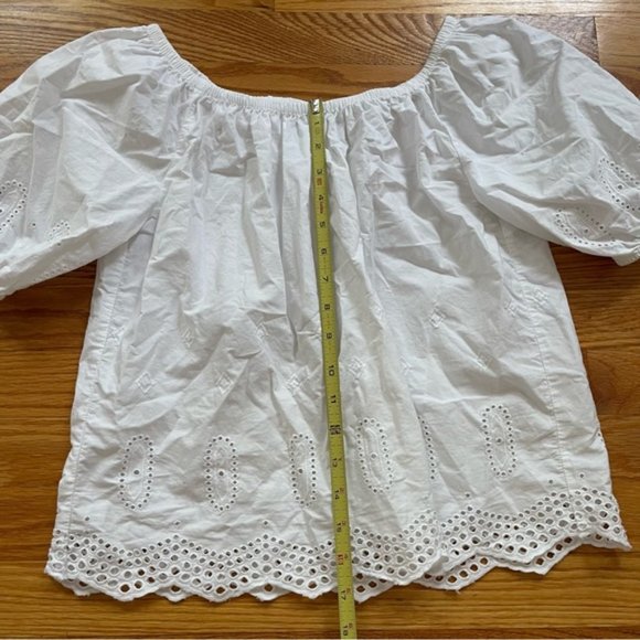 Ann Taylor Loft White Eyelet Off The Shoulder Blouse - Picture 11 of 12